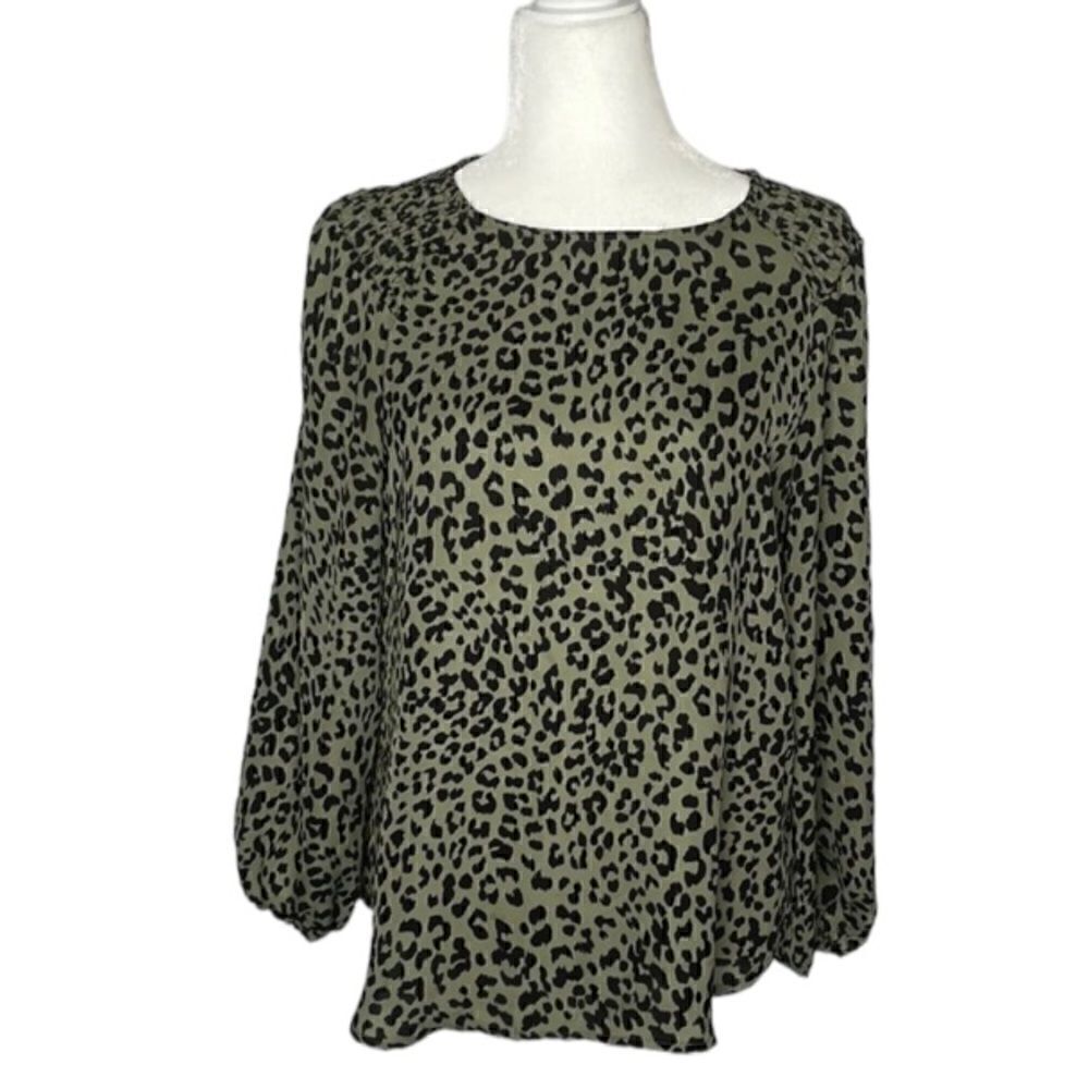 MASSINI Blouse Green and Black Animal Print size Medium